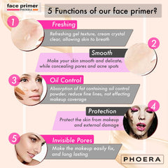 Phoera Foundation Full Coverage Makeup Set - Includes Nude & Buff Beige 30ml Matte Foundation, 6ml Face Primer & Liquid Foundation Brush for Easy Application