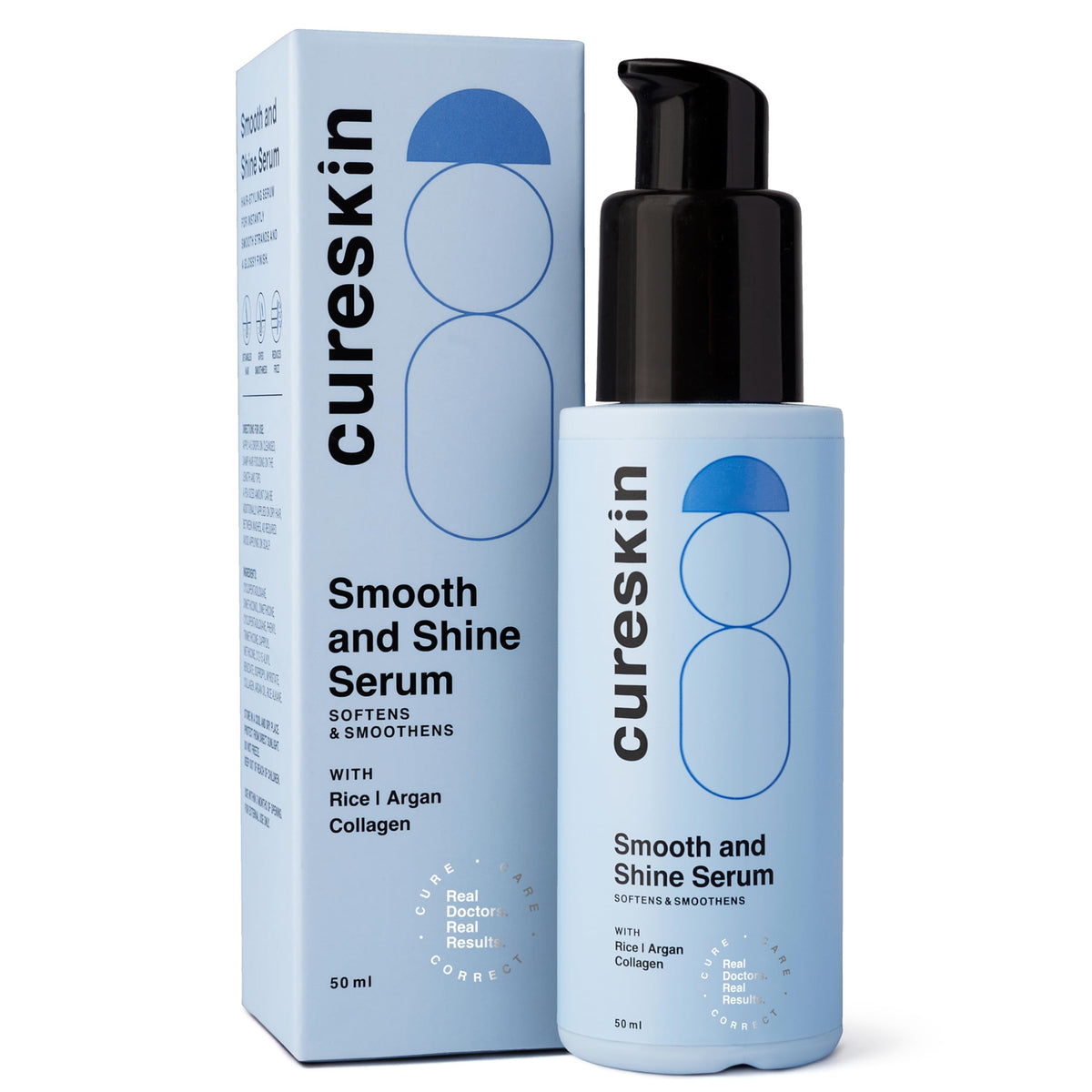 Cureskin Smooth & Shine Hair Serum | With Rice, Argan & Collagen | Smoothes & Softens Hair for Men & Women | Helps Reduce Split Ends, Frizz & Detangle, 50ml