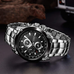 CURREN Men's 8025 Trendy Design Round Case Stainless Steel Strap Wrist Watch