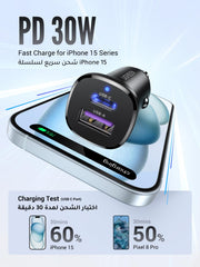 UGREEN Car Charger Fast Charging 30W for iPhone 16 Pro, Car Accessories Dual Port USB-C PD 30W+USB-A QC 18W/SCP 22.5W Fast Charger, for iPhone 16/15/14/13 Series,Galaxy S24/S23,Huawei,iPad Pro, Xiaomi