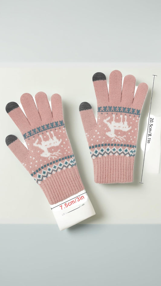 Sweet seven Winter Essential: 2 Pairs Women's Touch Screen Gloves - Warm Knitted Thermal Gloves with Thicken Plush Lining for Smartphone, Outdoor Cycling, Running, and Sports