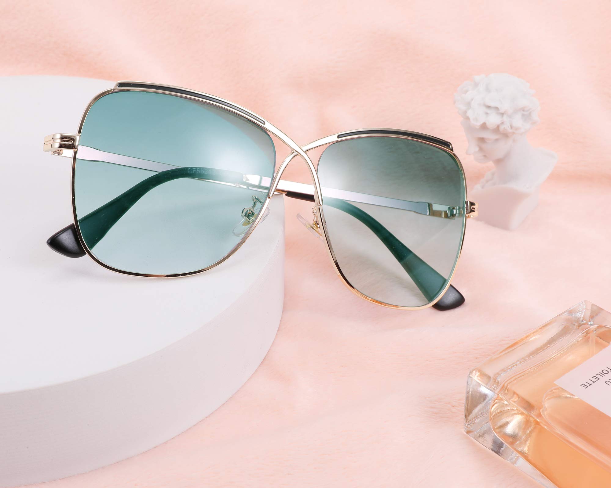 FEISEDY Womens Pilot Sunglasses Oversized Butterfly X Shape Design Cateye Cute Lady Sunglasses B2738