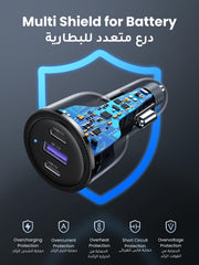 UGREEN 69W Fast Car USB Charger Adapter 3 Ports Car Mobile Phone Fast Charging Socket Plug Laptop Car Charger Compatible with iPhone 16 Pro Max, MacBook Pro/Air, Samsung S24 Ultra, Steam Deck,etc