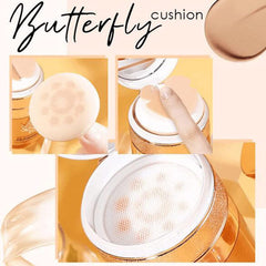Butterfly Cushion BB Cream, Air Cushion CC Cream, Moisturizing Concealer Makeup Base Primer BB Liquid Foundation, Easy to use (Natural color)