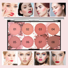 MISS ROSE M 8 Colors Face Blush Palette,Professional Facial Makeup Blusher,Natural and Long Lasting Delicate Contour Palette,Highlight Blush Palette (8 colors)