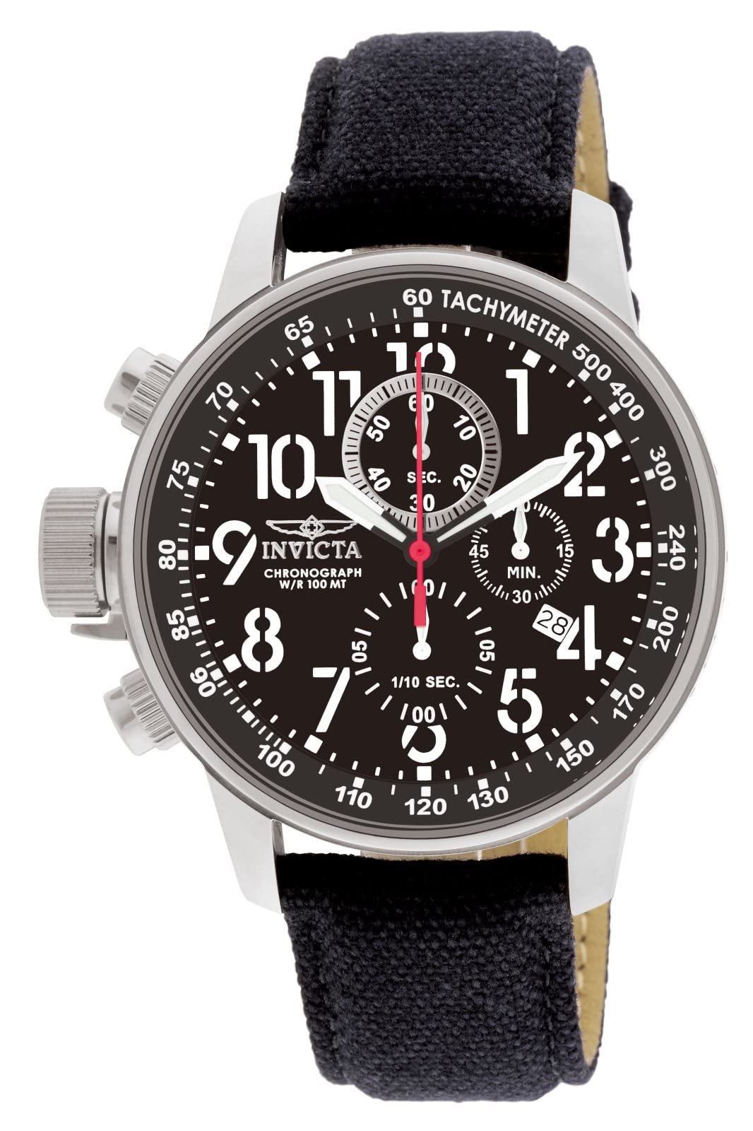 Invicta Men's 1512 Force Stainless Steel Watch with Cloth and Leather Strap - Black