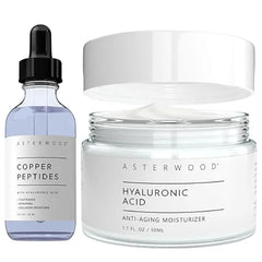 Asterwood Copper Peptides Serum 2 oz + Hyaluronic Acid Moisturizer 3.5 oz