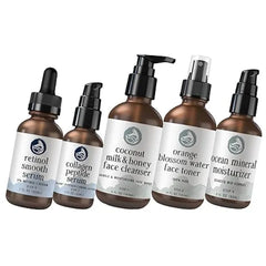 Foxbrim Naturals Complete Skincare Regimen: Retinol, Peptide Collagen, Cleanser, Toner & Moisturizer