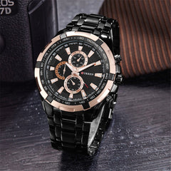 CURREN Mens Watches,CURREN Watches Quartz Analog Calendar,Wrist Watch for Men, Fashion Waterproof Stainless Steel Band-Black GREEN