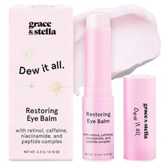 grace & stella Under Eye Brightener Balm Stick Travel Size Toiletries Retinol & Caffeine Eye Cream for Dark Circles, Puffiness, Wrinkles Restore and Hydrate Vegan Skincare (0.13oz / 3.5g)