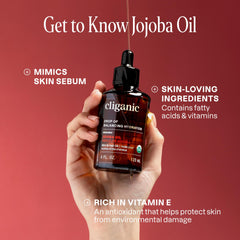 Cliganic Certified Organic Jojoba Oil 120ml | 100% Pure Natural Cold Pressed Unrefined, Hexane Free Carrier Oil | for Hair Face & Nails