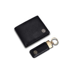 HAMMONDS FLYCATCHER Genuine Leather Wallet & Keyring Combo, Gift for Boyfriend/Husband, Valentine's/Birthday Gift - Black