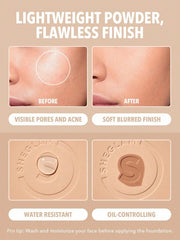 Shiglam Skin Focus Full Coverage Powder Foundation, Lightweight Oil Control Pressed Powder for Face - Sand