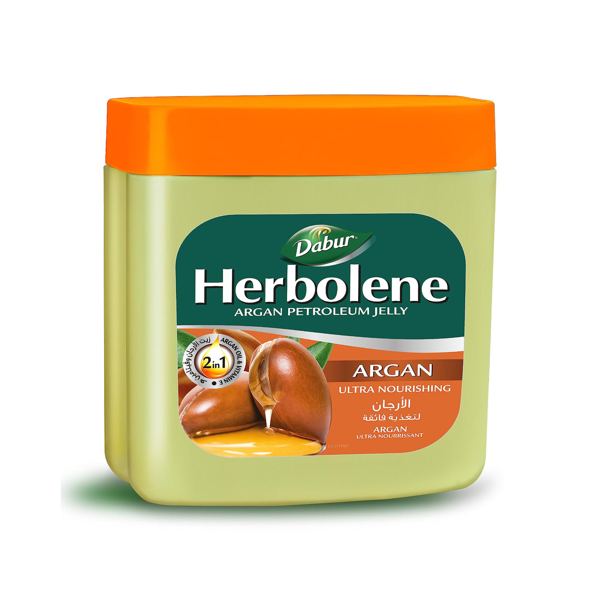 Dabur Herbolene Argan Oil Petroleum Jelly Enriched With And Vitamin E Helps In Glowing Skin - 225 ml