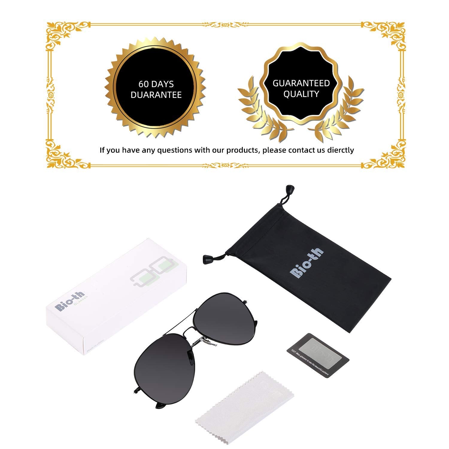 Bio-th Polarized Aviator Sunglasses for Womens Men Driving UV Protection Metal Mirror Frame trendy lentes de sol hombre