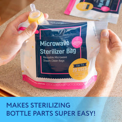 IMPRESA 15 Pack Microwave Baby Bottle Sterilizer Bags - 300 Uses Per Pack - Travel Baby Bottle Cleaner Microwave Sterilizer Bag - Breast Feeding Travel Accessories