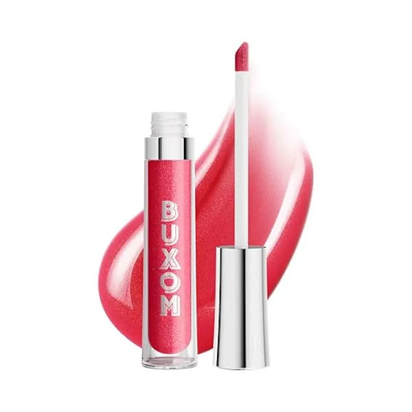 Buxom Full On Plumping Lip Polish, Tinted Lip Plumper Gloss with Peptides & Vitamin E, High Shine Lip Gloss that Nourishes, Vegan, AX Natalie Sheer Cherry Red Shimmer