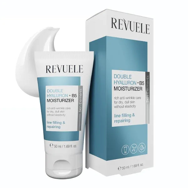 REVUELE Double Hyaluron + B5 Facial Moisturizer, Lightweight Hydrating Cream with Dual Hyaluronic Acid & Panthenol, For Soft and Smooth-Looking Skin 1.69 fl.oz