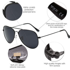 SOJOS Classic Aviator Polarized Sunglasses Mirrored UV400 Lens SJ1054