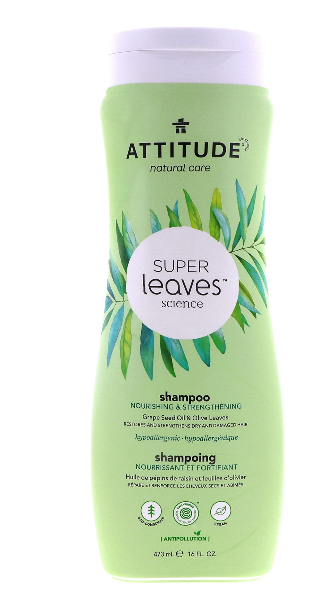 ATTITUDE Super Leaves Nourish & Strengthen Shampoo, Revitalize and Strengthen Dry, Damaged Hair - 473 Ml