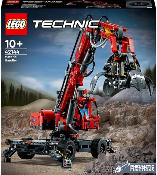 LEGO Technic Material Handler 42144 Crane Model Building Blocks Toy Car Set; Toys for Boys, Girls, and Kids (835 Pieces)