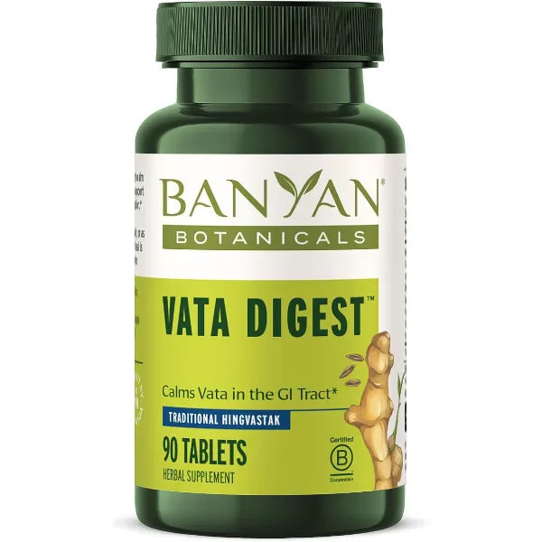 Banyan Botanicals Organic Vata Digest Warming Digestive Support Supplement Herbal Bloat & Gas Relief with Ginger, Cumin & Ajwan Support for Slow Digestion 90 Tablets USDA Organic