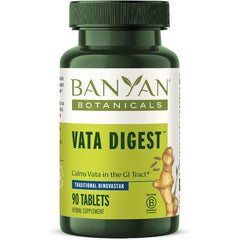 Banyan Botanicals Organic Vata Digest Warming Digestive Support Supplement Herbal Bloat & Gas Relief with Ginger, Cumin & Ajwan Support for Slow Digestion 90 Tablets USDA Organic