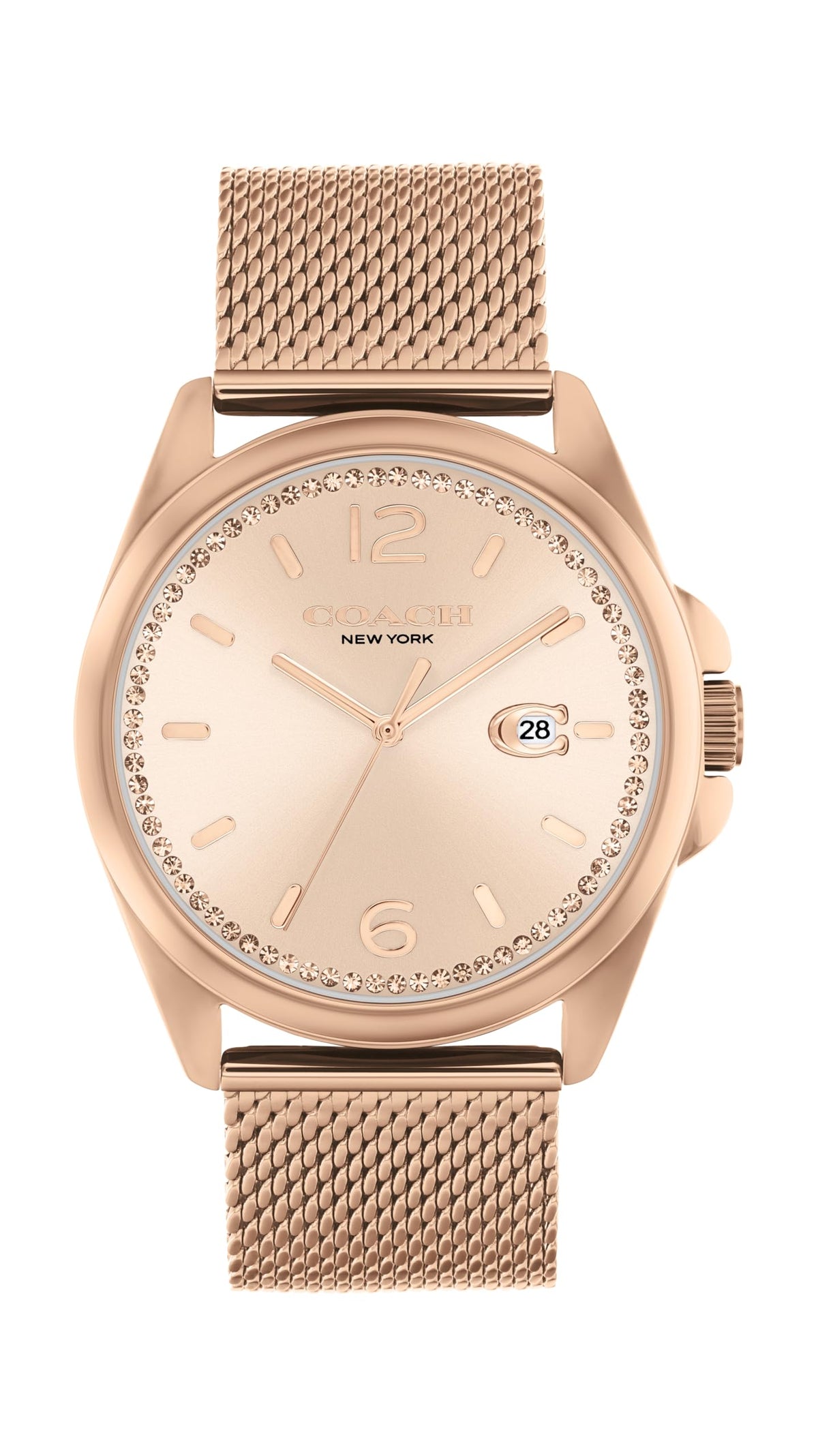 COACH WOMEN'S CARNATION GOLD DIAL IONIC PLATED ROSE GOLD STEEL BRACELET WATCH - 14504253