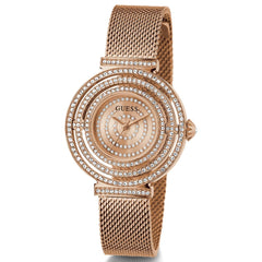 GUESS Rose Gold-Tone and Crystal Analog Watch