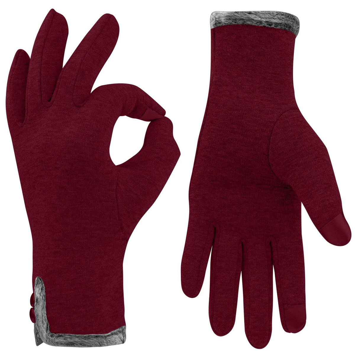KASTWAVE Women Winter Gloves Warm Touch Screen Gloves Windproof Gloves for Women Girls Winter Using Fleece Lined Thick Warm Gloves Gifts - Red