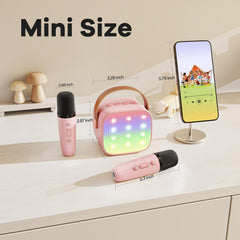 Mini Karaoke Machine for Kids Adults, Portable Bluetooth Speaker with 2 Wireless Microphones,18 Pre-Loaded Songs Toys Birthday Gifts for Girls 4, 5, 6, 7, 8+ Years Old Toddler Teens - MULTICOLOR