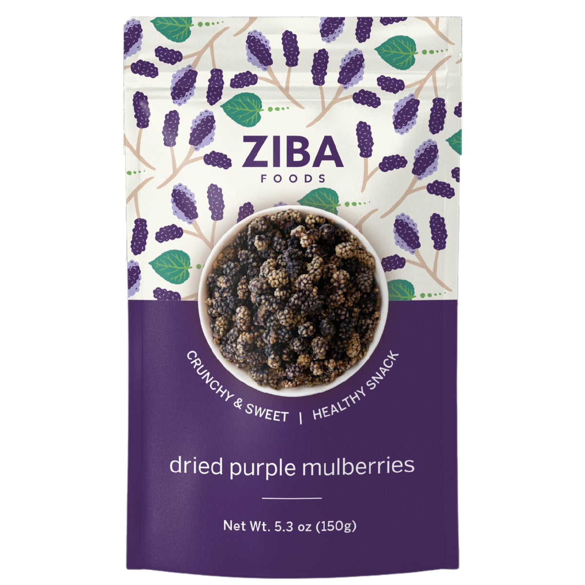 Ziba Foods Wild Grown Dried Purple Mulberries | Non-GMO, Vegan, Whole 30 Friendly & Paleo, Mulberry Dried Fruit Pack | Wild Grown Superfood Naturally High In Immune Boosting Antioxidants - 150 grams