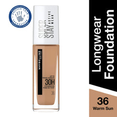 Maybelline New York Foundation, Superstay Active Wear 30 Hour Long-Lasting Liquid Foundation, Lightweight Feel, Water, Sweat and Transfer Resistant, 30 ml, Shade: 36, Warm Sun