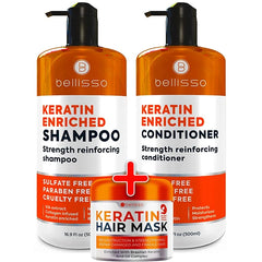 BELLISSO Keratin Shampoo and Conditioner Set and Keratin Hair Mask