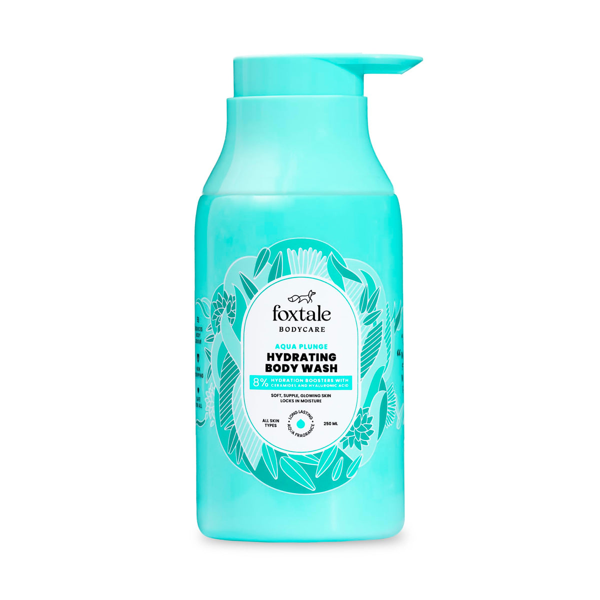 Foxtale Hydrating Body Wash with Hyaluronic Acid & Ceramides | Strengthens Skin Barrier | 24-hour hydration | 6+ hrs Odour Control | SLS-Free Body Wash for Women & Men | All Skin Type | 250 ml