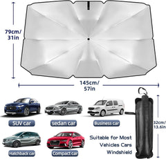 KALEDE® Windshield Sun Shade Umbrella for Car - Foldable Windshield Cover UV Rays Heat Sun Visor Protect Interior (57''L x 31''W)
