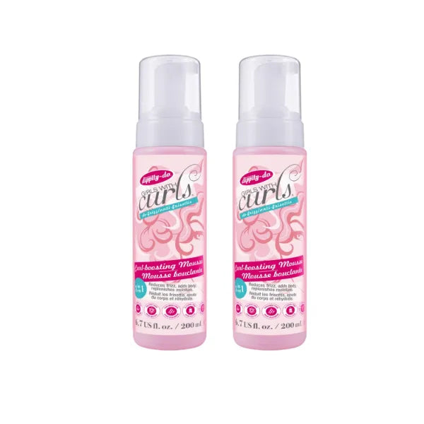 Dippity Do Girls With Curls Curl Enhancing Mousse, Light, 3-in-1 Defining Foaming Mousse for Curly Wavy Hair, Hibiscus, Olive Oil, Anti Frizz Bouncy Curls For Women, Air Dry, Alcohol Free, 2 Pack