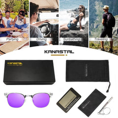 KANASTAL Polarized Horn Rimmed Sunglasses for Men and Women, Classic Half Frame Sun Glasses, Semi Rimless Shades for Womens 100% UV400 Protection Driving