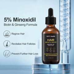 5% Minoxidil Hair Growth Serum for Hair Loss & Thinning, with Ginseng, Fo-Ti, Biotin – Thicker, Stronger Hair Regrowth & Fuller Appearance Scalp Health Treatment, 6-Month Supply (360 ml)