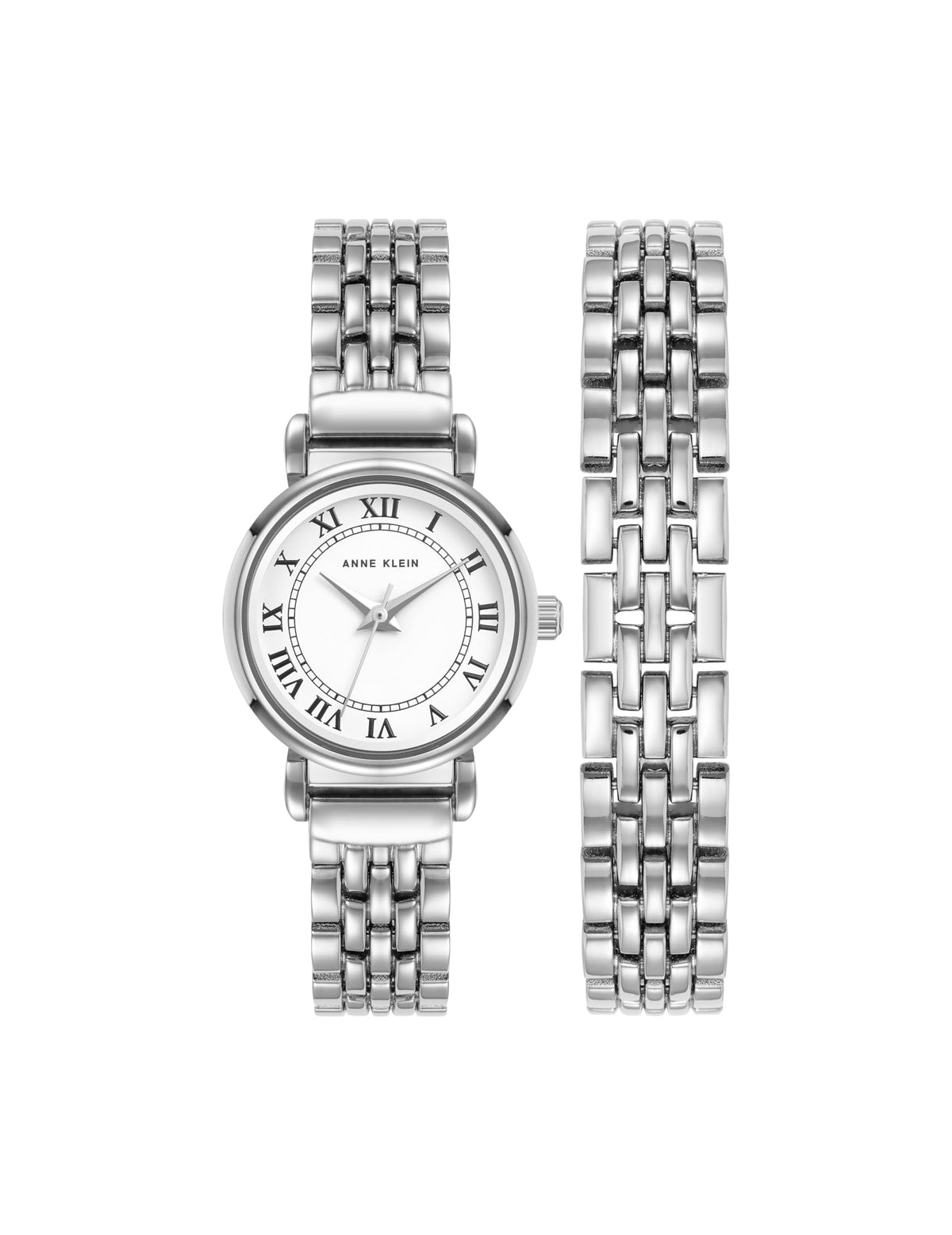 Anne Klein Silver Collection Round Shape Analog Watch for Women, 24 mm Size, Silver