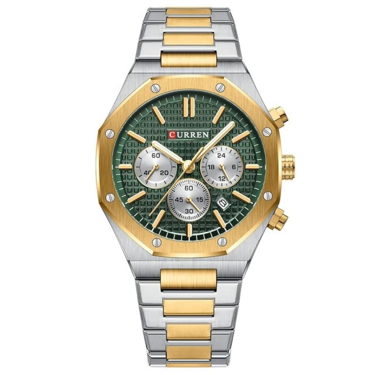 CURREN 2023 Watch Men's Quartz Luxury Luminous Wrist Watch With Stainless Steel Chronograph watch For Men 8440 (TETON GREEN)