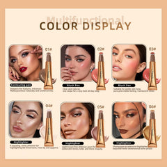 MAKINGTEC 4 Colors Liquid Contour Beauty Wand Set with Cushion Applicator,Highlighter & Blush, Waterproof Contour Pen, Highlighter Stick, Blush Stick Easy to Create 3D Face Makeup Natural Matte Finish