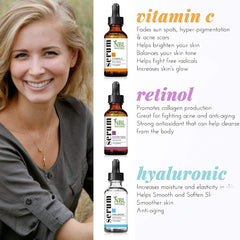 NBL NATURAL Anti Aging Set with Vitamin C Retinol and Hyaluronic Acid Serum for Anti Wrinkle and Dark Circle Remover All Natural and Moisturizing (3 x 30 ML)