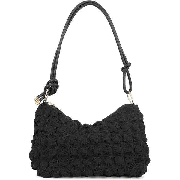 TERRIFI Women's Fashion Handbag - Black Plaid Shoulder Bag for Work, School, Shopping and Travel - Black