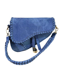 PURFANREE Women Trendy Saddle Shoulder Bag Clutch Purse Underarm Handbag Satchel HandBag Crossbody Bag - Denim