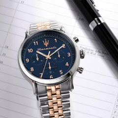 Maserati Men's Watch Epoca Limited Edition, 42mm Bracelet Chronograph, quartz watch - R8873618021 - Silver and Rose Gold