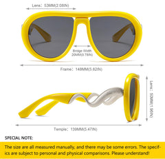 Oversized Trendy Polarized Pilot Sunglasses for Women Men Retro Oval Flat Top Frame Curved Metal Designer Eyewear