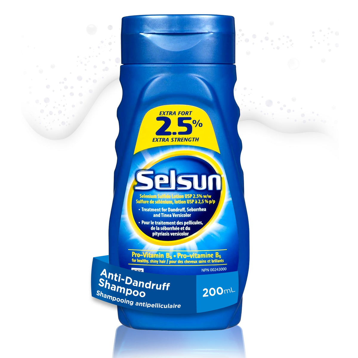 Selsun Blue Anti-Dandruff Shampoo, Dandruff Treatment with 2.5% Extra Strength Selenium Sulfide and Pro-Vitamin B5 - 200ml
