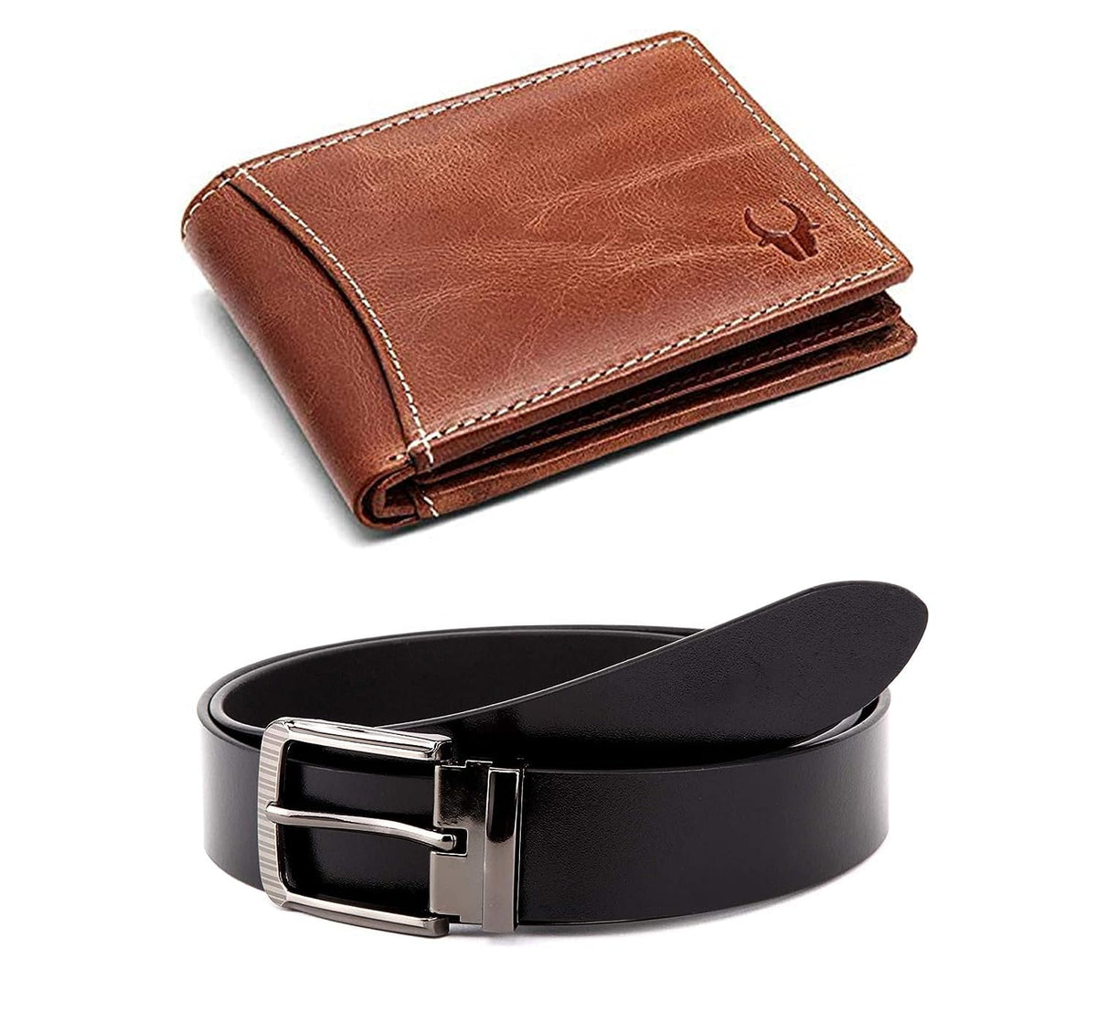 WildHorn® RFID Protected Genuine Leather Wallet & Gift Combo for Men - NEWGIFT1255-TANCRUNCH-TAN
