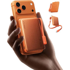 INIU for MagSafe Qi2.2 25W Power Bank, Thinnest 10000mAh Magnetic Charger | 65W Wired Fast Charging, Wireless 25W Qi2.2 Certified, Flight-Safe, Portable Charger Only for iPhone 12-17 Series, Orange